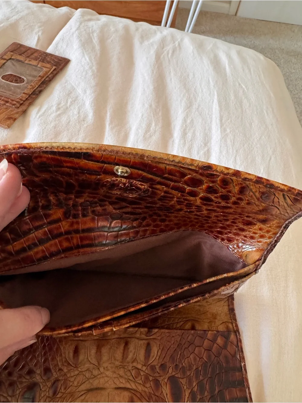 Brahmin Brown Croc-Embossed Leather Wallet - Vintage